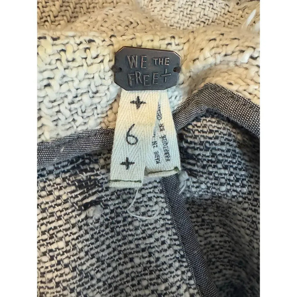 We The Free Women's Gray Tweed Crop Moto Jacket Frayed Hem 100% Cotton Size 6 - Picture 6 of 8